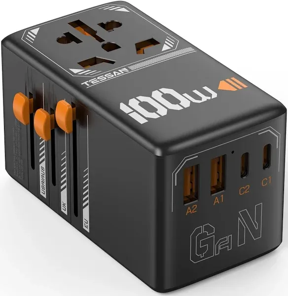 Tessan 100W Universal Travel Adapter with USB Charging