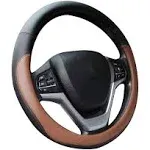 Valleycomfy Microfiber Leather Steering Wheel Covers Universal 15 inch Brown