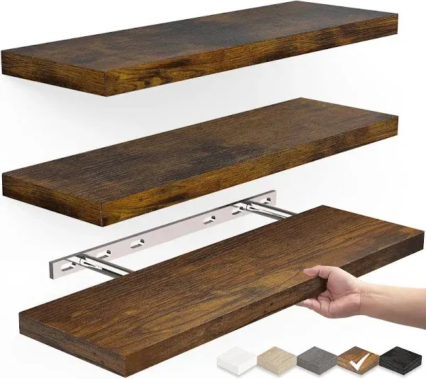 BAYKA Floating Shelves for Wall Wall Mounted Rustic Wood Shelves for Bathroom