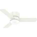 Hunter Fans 44" Low Profile Ultra Quiet Minimus Ceiling Fan with LED Light + Remote, Fresh White