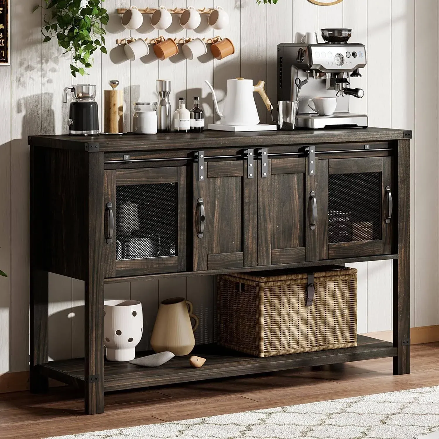 YOJFOTOOu Farmhouse Coffee Bar Cabinet