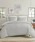 Beautyrest Apollo 3 Piece Striped Seersucker Oversized Duvet Cover Set - Gray - Full/Queen - BR12-3846