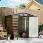 Outsunny 6' x 4' Metal Outdoor Storage Shed, Garden Tool Shed with Ventilation Slots for Backyard, Patio, Lawn, Oak Colored