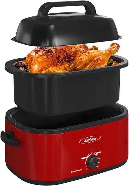 Sunvivi Electric Roaster Oven Turkey Roaster with Lid Electric Roasters with Removable Pan Large Roaster,Visible & Self-basting Lid