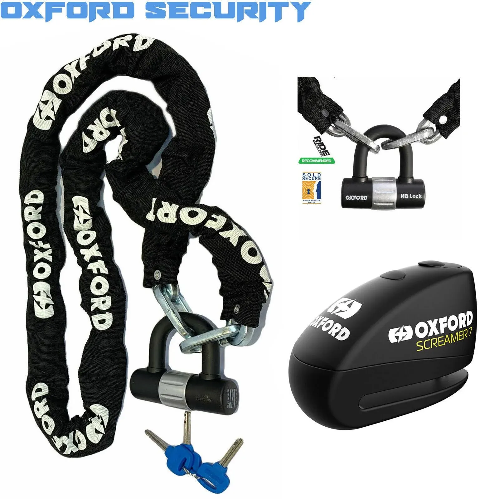 Oxford Screamer Motorcycle Disc Lock Alarm 7mm Motorbike Scooter Black New