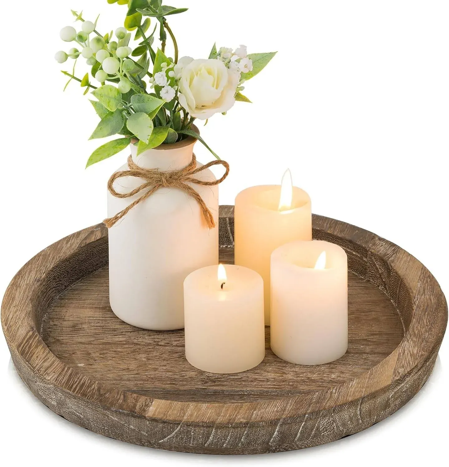 Hanobe Wooden Candle Holder Tray