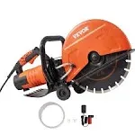 VEVOR Electric Concrete Saw, 14 in Circular Saw Cutter with 5 in Cutting Depth, Wet/Dry Disk Saw Cutter Includes Water Line, Pump and Blade, for