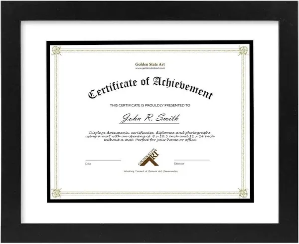 11x14 Diploma Document Certificate Frame for 8.5x11 Graduation Photo Black Gold