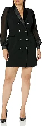 City Chic Women's Plus Size Tuxe Seduction Long Sleeve Dress