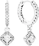 Pandora | 298503C01 Square Sparkle Hoop Earrings Silver