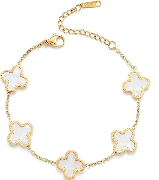 18K Gold Plated Four Leaf Clover Bracelet