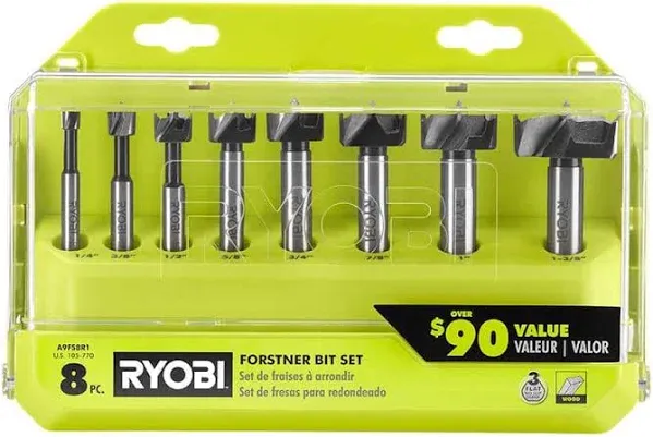 Ryobi 8pc Forstner Bit Set for Woodworking  A9FS8R1 A1 Tool Wing Design