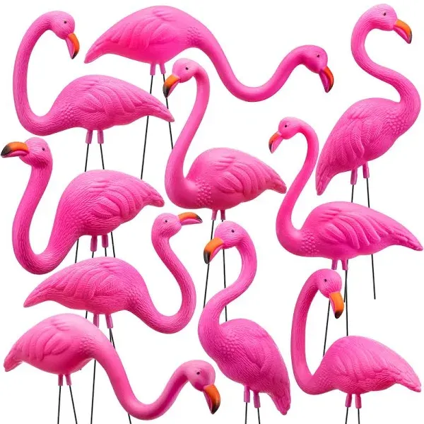 JOYIN 10 Pack Small Yard Flamingos Ornament Stakes