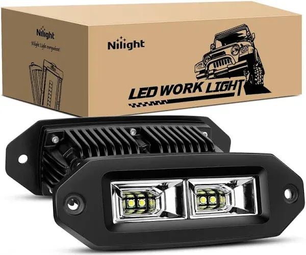 Nilight 14042f-b 2pcs 40W Flush Mount LED Pods Flood LED Work Light Bar