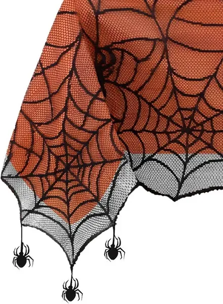 Elrene Home Fashions Crawling Halloween Spider Lace Lined Tablecloth