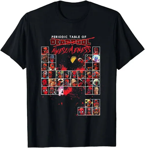 Marvel Men's Deadpool Periodic Table T-Shirt