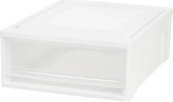 Iris Usa, Medium Plastic Box Chest Drawer Unit, White, 1 Drawer