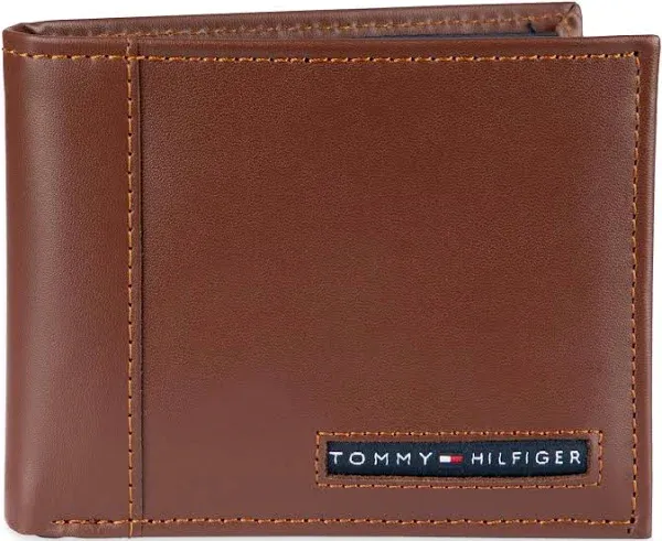 Tommy Hilfiger Men's Leather Cambridge Billfold Passcase Wallet - Tan