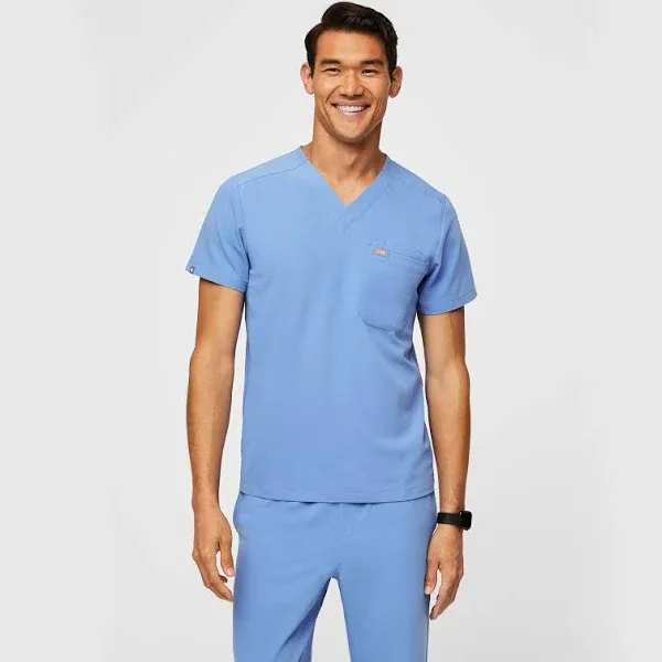 FIGS Leon Scrub Top for Men 3 Pockets, Tailored Fit, Modern V-Neck, SZ SM