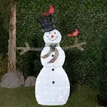 Alpine 74 in. Cool White LED Mesh Cloth Snowman Lighted Decoration