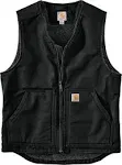 Carhartt Men's Washed Duck Sherpa-Lined Vest, Black