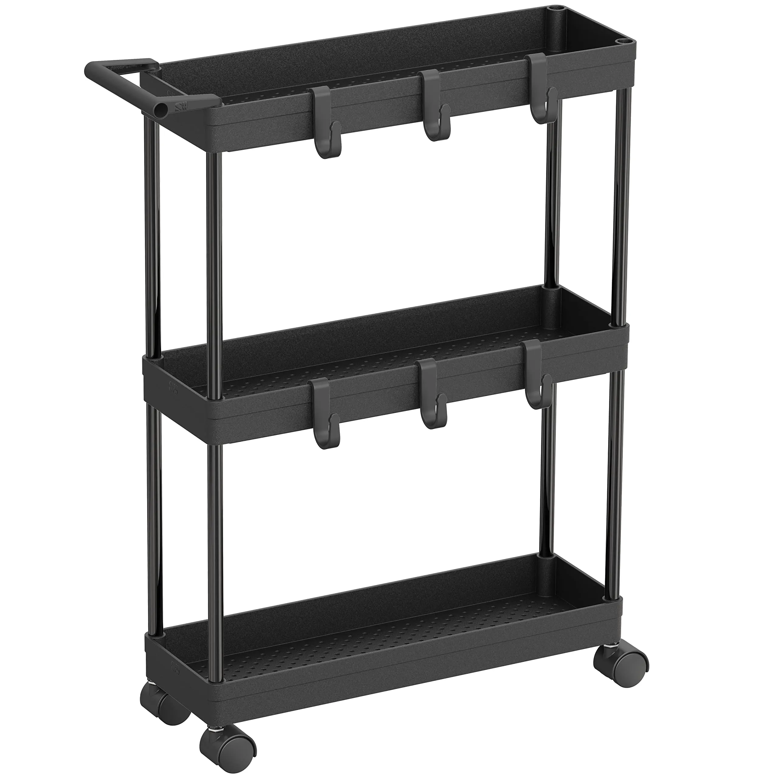 Simple Houseware Kitchen Cart Storage 3 Tier Slim/Super Narrow Shelves with Handle