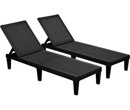 Greesum Outdoor Chaise Lounge Chairs Set of 2 with Adjustable Backrest