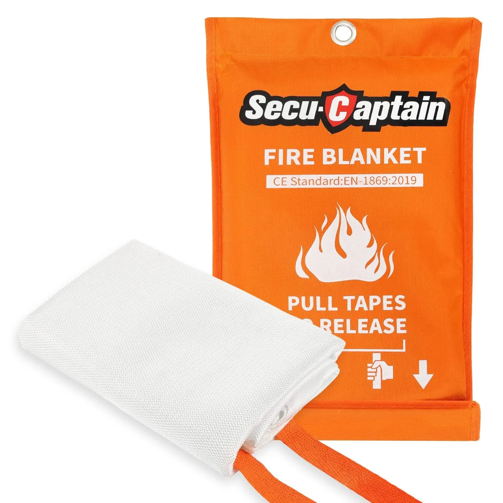 SecuCaptain Emergency Fire Blanket for Home and Kitchen - 40"x40" Flame Suppression Fiberglass Fire Blankets for House Camping Car Office Warehouse