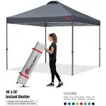 Leisure Sports Durable EZ Pop-Up 10x10/12x12 Canopy Tent with Vented Top 10x10 / Dark Grey