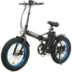 Ecotric Fat Tire Electric Bike Portable &Folding 36V -Matt Black &Blue UL Certified