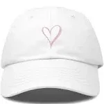 Hand Drawn Heart Hat Womens Embroidered Baseball Cap White