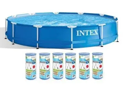 Intex 12&#039; x 30&#034; Metal Frame Above Ground Pool with Filter Pump