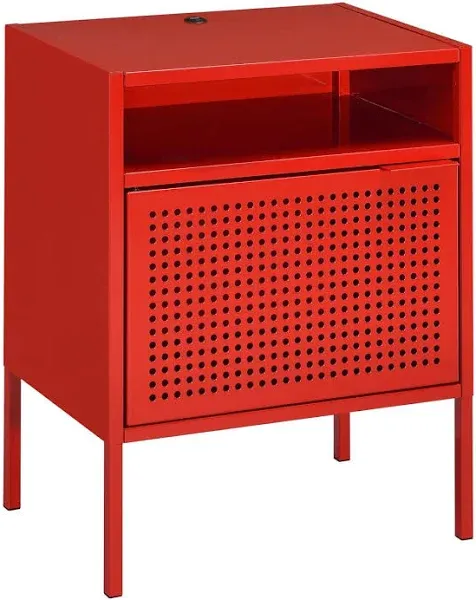 Picket House Furnishings Gemma Metal Nightstand with USB Port in Red