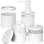 4 Piece White Bathroom Accessory Set