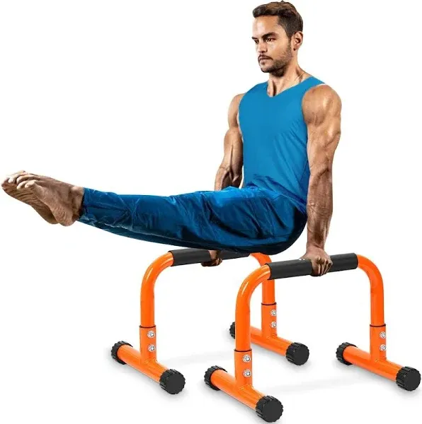 Push Up Bar, 12&#034; High Parallettes Bars &amp; Dip Bar With Full-Cover Foam Orange