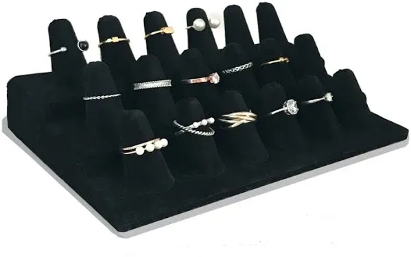 18 Fingers Ring Display, Black Velvet 3 Step Stand, 18 Fingers, 