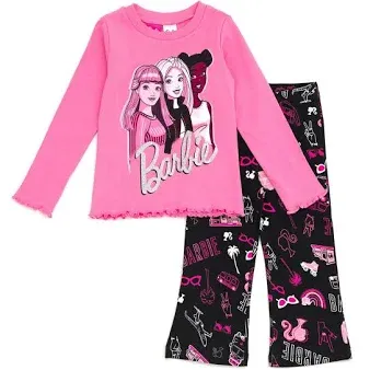 Barbie | Toddler Girls T-Shirt and Pants Outfit Set to (2T - 14-16) - Pink / black | Realry