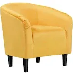 Accent Chair with Velvet Upholstery and Sturdy Legs, Contemporary Style, Yellow