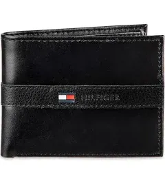 Tommy Hilfiger Men&#039;s Leather Ranger Passcase Wallet &amp; Removable Card Case, Black