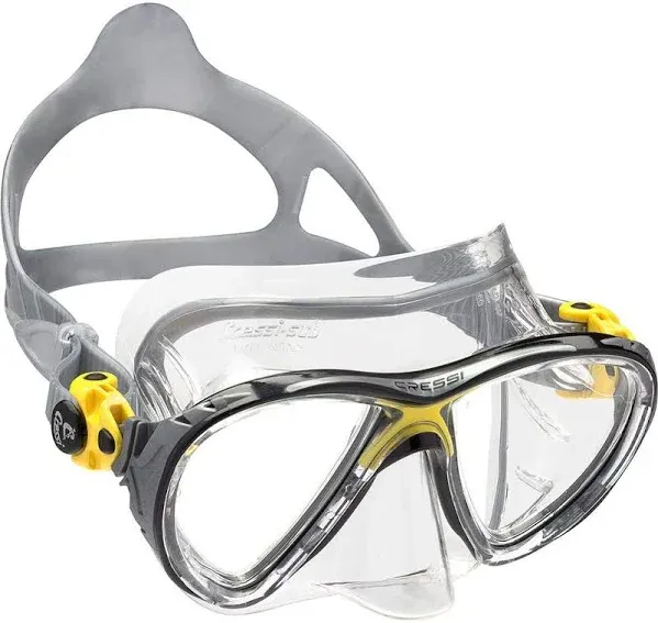 Open Box Cressi Big Eyes Evolution Crystal Adult Size Scuba Mask-Yellow / Black