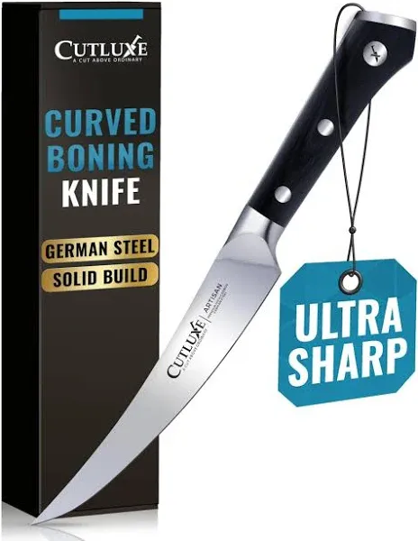 Cutluxe Curved Boning Knife – 6&#034; Boning Knife for Meat Cutting, Fillet Kni