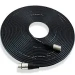 GLS Audio 50ft Mic Cable Patch Cords - XLR male to XLR Female Black Microphone Cables - 50 Balanced Mike Snake Cord - Single