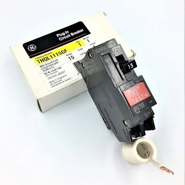 GE General Electric THQL1115GF 15 Amp GFCI 120V Plug-In Circuit Breaker BLACK