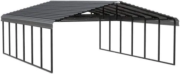 Arrow Carports Galvanized Steel Carport with 1-Sided Enclosure Compact Car Metal Carport Kit