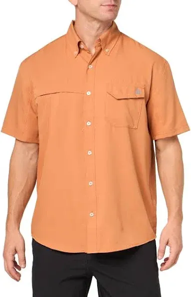 HUK Tide Point Solid Short Sleeve Shirt, Button Down for Men