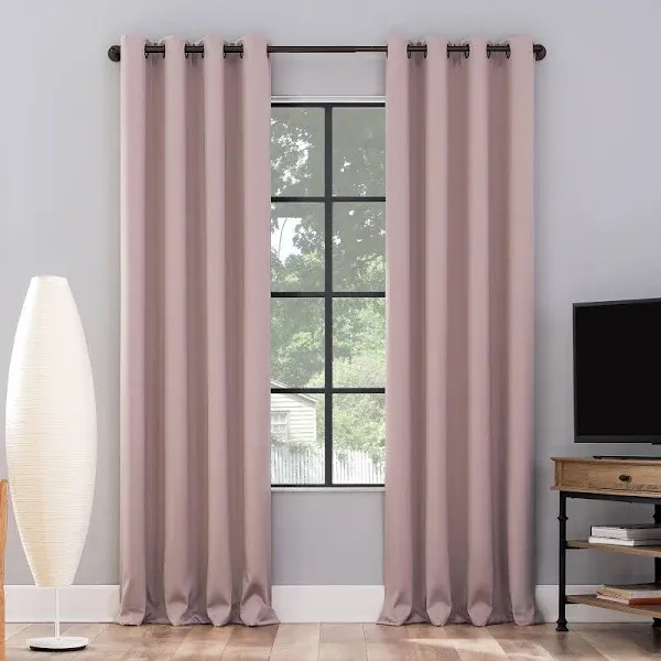 Sun Zero Nordic 2-Pack Theater Grade Noise Reducing Extreme 100% Blackout Grommet Curtain Panel Pair, 52" x 54, Blush Pink