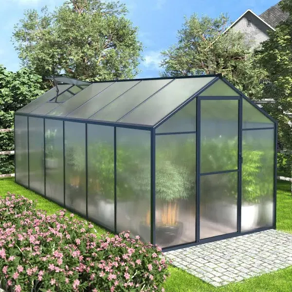 Veikous Aluminum Walk-In Garden Greenhouse Kit and Lockable Door