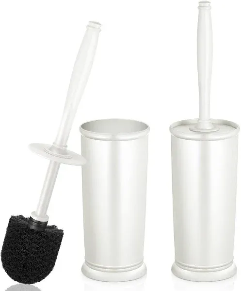 uptronic Toilet Brush and Holder 2 Pack, Toilet Bowl Brush with Extra Long Handle, Toilet Scrubber and Covered Holder, Toilet Brushes for Bathroom-Space Savin