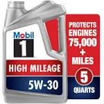 Mobil 1 (120769) High Mileage 5W-30 Motor Oil - 5 Quart