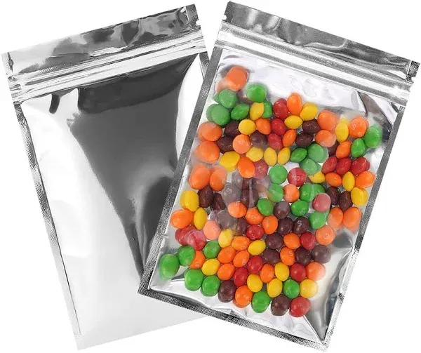 Resealable Mylar Bags 100 Pcs Smell Proof Ziplock Bag Heat Seal Cute Packaging Foil Food Sealable Small Front Clear Plastic